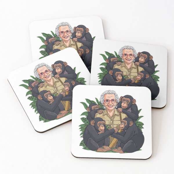 Item preview, Charming Jane Goodall Inspired Vector Illustration with Chimpanzees in Jungle, Friendly Wildlife Conservation Scene, Clean Lines, Vibrant Colors, Sticker, designed and sold by ArteeInnovation.