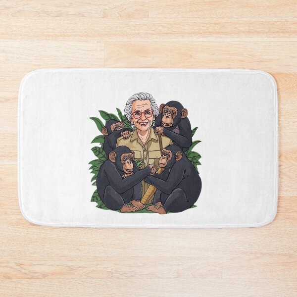 Item preview, Charming Jane Goodall Inspired Vector Illustration with Chimpanzees in Jungle, Friendly Wildlife Conservation Scene, Clean Lines, Vibrant Colors, Sticker, designed and sold by ArteeInnovation.