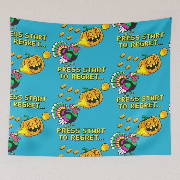 Item preview, Pixelated Turkey Firefight Against the Glowing Pumpkin Boss designed and sold by SplashTastic.