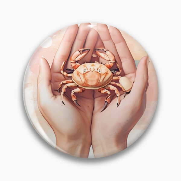Item preview, Cancer – The Moonlit Crab, Protective hands cradling a tiny crab. designed and sold by catcurio.