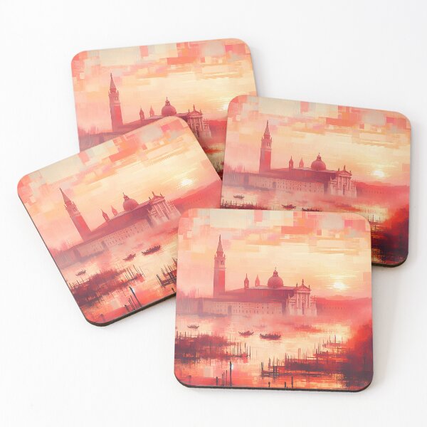 Item preview, Venetian Sunrise in Autumn Haze | Romantic Sunrise Art Print  designed and sold by Stoneflower-Art.