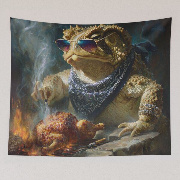 Item preview, Horned Toad Grill Master | BBQ King with Aviator Sunglasses | Oil Painting Style designed and sold by CrunchyGoats.