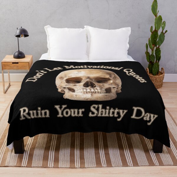 Item preview, Don't let motivational quotes ruin your shitty day vintage skull illustration designed and sold by SWETA HALDER.