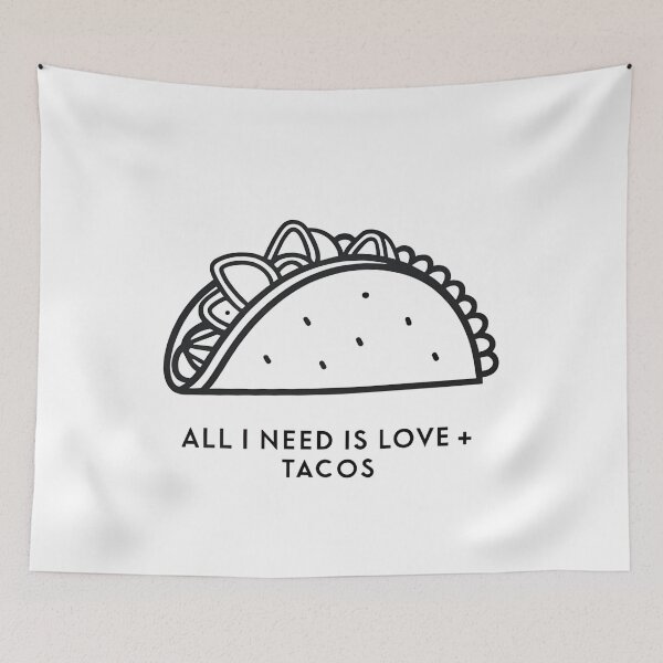 Item preview, All I Need Is Love and Tacos Retro Vintage Typography Design designed and sold by VividOrganica.