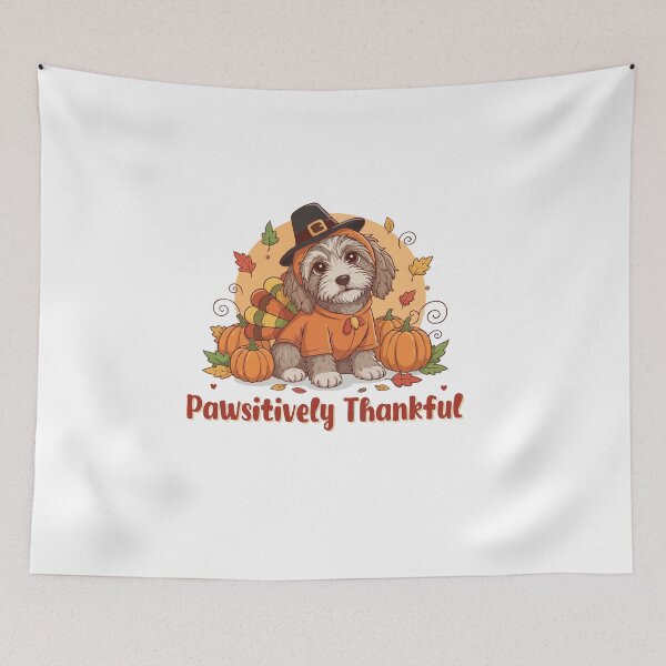 Item preview, Pawsitively Thankful Bergamasco Sheepdog Thanksgiving Cute Fall designed and sold by The Real Life Symphony.