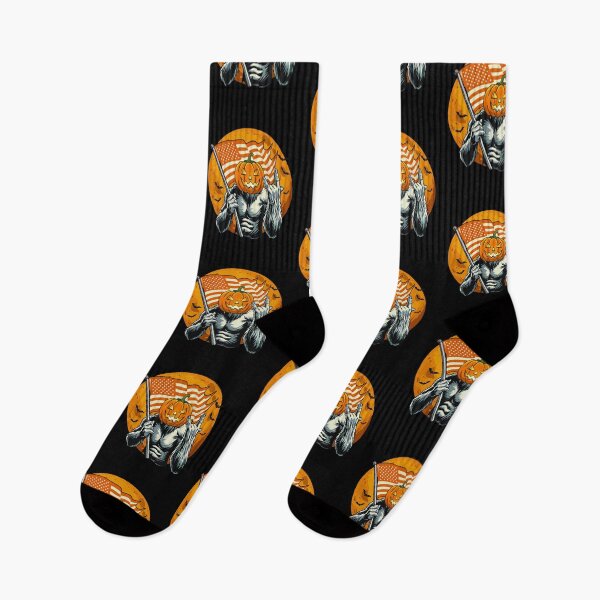 Item preview, Bigfoot Halloween Sasquatch Pumpkin with American Flag Gift For men and Women designed and sold by JUSTBEELEGANT.