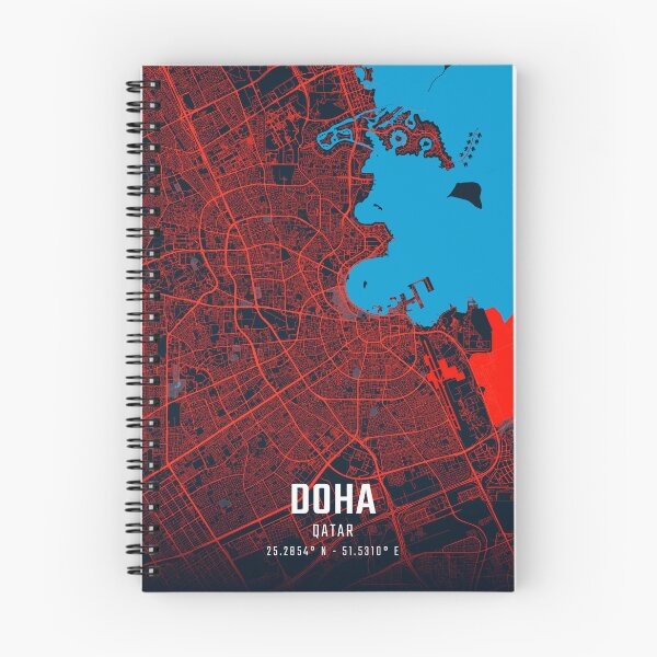 Item preview, Doha Red & Blue Minimalist Map designed and sold by HomeLivingCo.