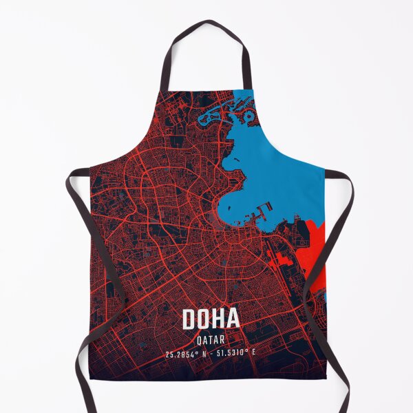 Item preview, Doha Red & Blue Minimalist Map designed and sold by HomeLivingCo.