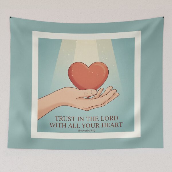 Item preview, Faithful Heart Illustration with Proverbs 3:5 Bible Verse. designed and sold by loveandlightrb.