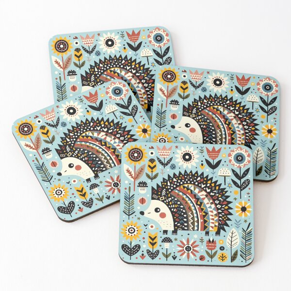 Item preview, Scandinavian Folk Art Hedgehog with Patterned Spines – © heidiannemorris designed and sold by FOLK ART FUSION.