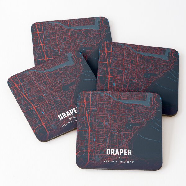 Item preview, Draper Red & Blue Minimalist Map designed and sold by HomeLivingCo.