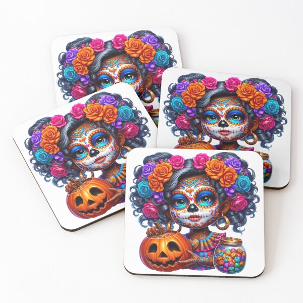 Item preview, Sugar Skull Black Girl Halloween Portrait designed and sold by Lulunza.