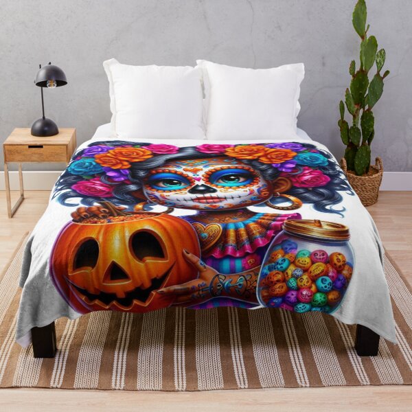 Item preview, Sugar Skull Black Girl Halloween Portrait designed and sold by Lulunza.