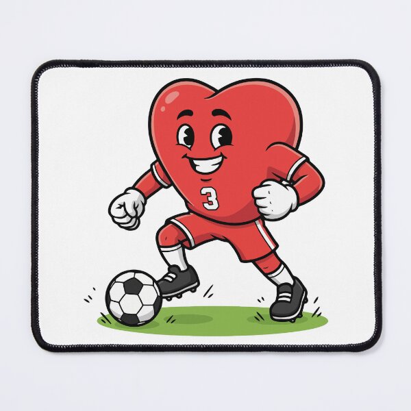 Item preview, Cute Heart Football Player Cartoon Mascot Art designed and sold by ZenDoodle.