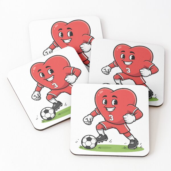 Item preview, Cute Heart Football Player Cartoon Mascot Art designed and sold by ZenDoodle.