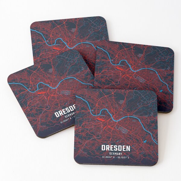 Item preview, Dresden Red & Blue Minimalist Map designed and sold by HomeLivingCo.