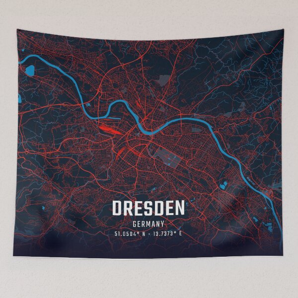 Item preview, Dresden Red & Blue Minimalist Map designed and sold by HomeLivingCo.