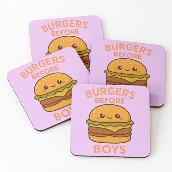 Item preview, Burgers Before Boys – Funny Kawaii Burger Cartoon Design designed and sold by Dezpro.
