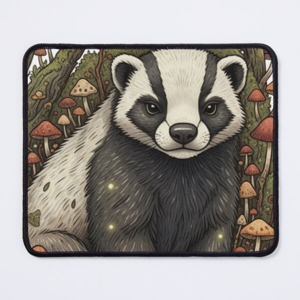 Item preview, Adorable Honey Badger in Cozy Forest Den: Cute Woodland Animal and Mushroom Cottagecore Aesthetic Sticker Design designed and sold by bvdesignart.