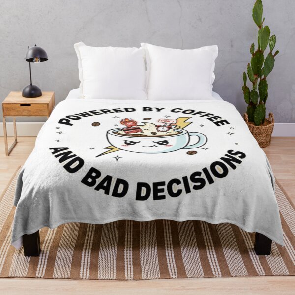 Item preview, Powered by Coffee and Bad Decisions – Funny Quote designed and sold by House of Angel Jams.