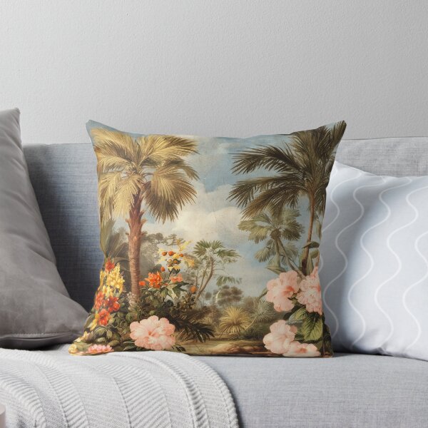 Item preview, Vintage Botanical Tropical Scene with Palms and Blossoms designed and sold by Jirka Svetlik, Studio Illuvision.