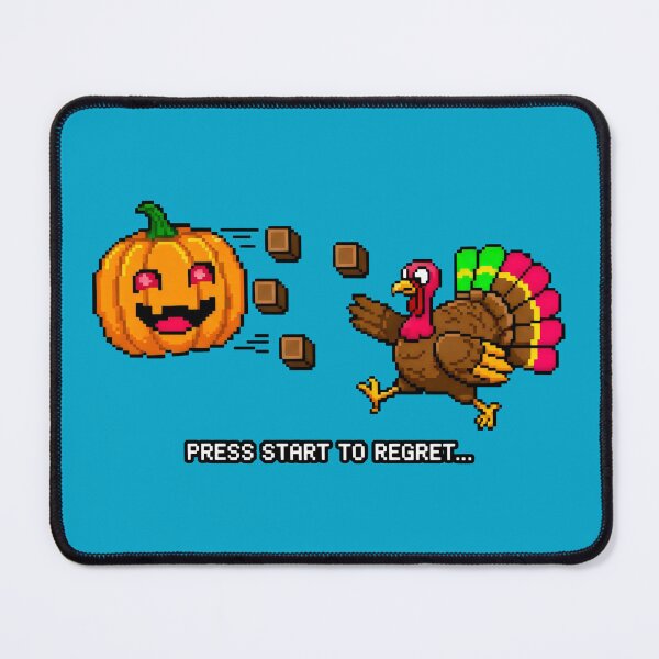 Item preview, Menacing Pumpkin Pursues Turkey in Pixel Art Style designed and sold by SplashTastic.