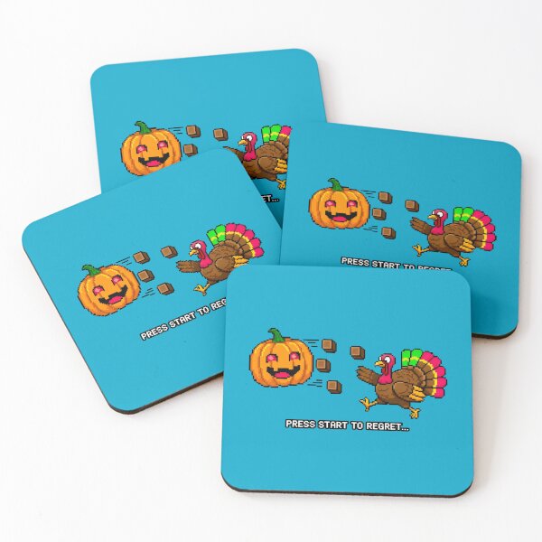 Item preview, Menacing Pumpkin Pursues Turkey in Pixel Art Style designed and sold by SplashTastic.