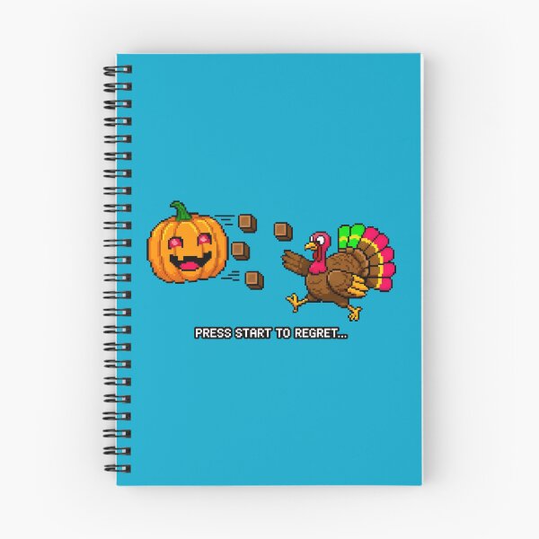 Item preview, Menacing Pumpkin Pursues Turkey in Pixel Art Style designed and sold by SplashTastic.