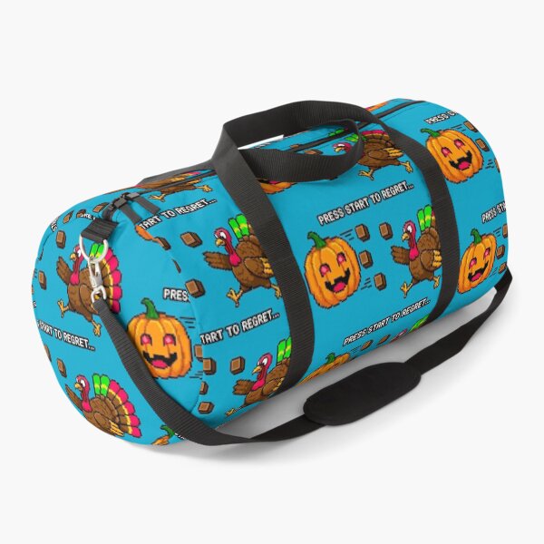 Item preview, Menacing Pumpkin Pursues Turkey in Pixel Art Style designed and sold by SplashTastic.
