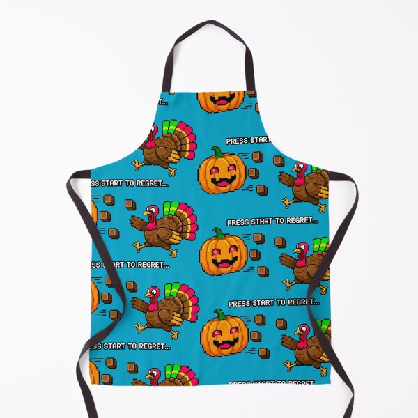 Item preview, Menacing Pumpkin Pursues Turkey in Pixel Art Style designed and sold by SplashTastic.