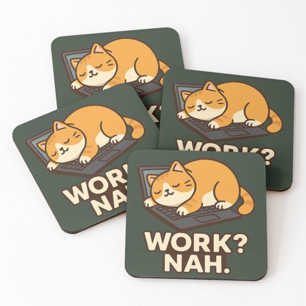 Item preview, Work? Nah. – Funny Lazy Cat Cartoon Design designed and sold by Dezpro.