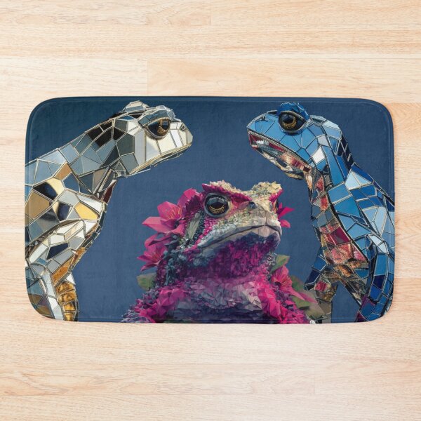Item preview, Horned Toad Trio Mirrored | Geometric Reptile in Chrome | Sci-Fi Fantasy Art designed and sold by CrunchyGoats.