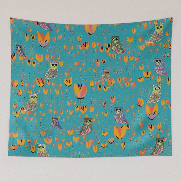 Item preview, Tulipanes y búhos, estilo azul. designed and sold by ZjalDesign.