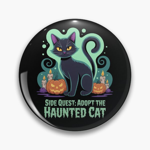 Item preview, Side Quest: Adopt The Haunted Cat, funny side quest ADHD gaming halloween designed and sold by NoetherSym.