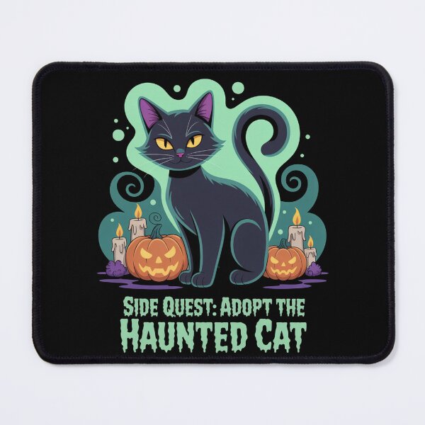 Item preview, Side Quest: Adopt The Haunted Cat, funny side quest ADHD gaming halloween designed and sold by NoetherSym.