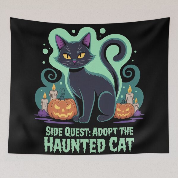 Item preview, Side Quest: Adopt The Haunted Cat, funny side quest ADHD gaming halloween designed and sold by NoetherSym.