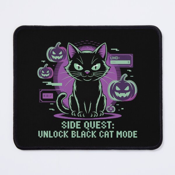 Item preview, Side Quest: Unlock Black Cat Mode, funny side quest ADHD gaming halloween designed and sold by NoetherSym.