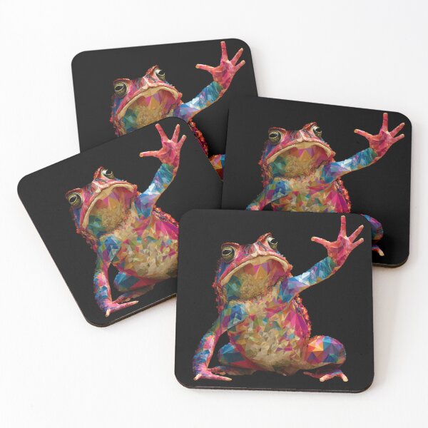 Item preview, Horned Toad Greeting Vibrant Polygonal Lizard with Hand Up Abstract Geometric Art designed and sold by CrunchyGoats.