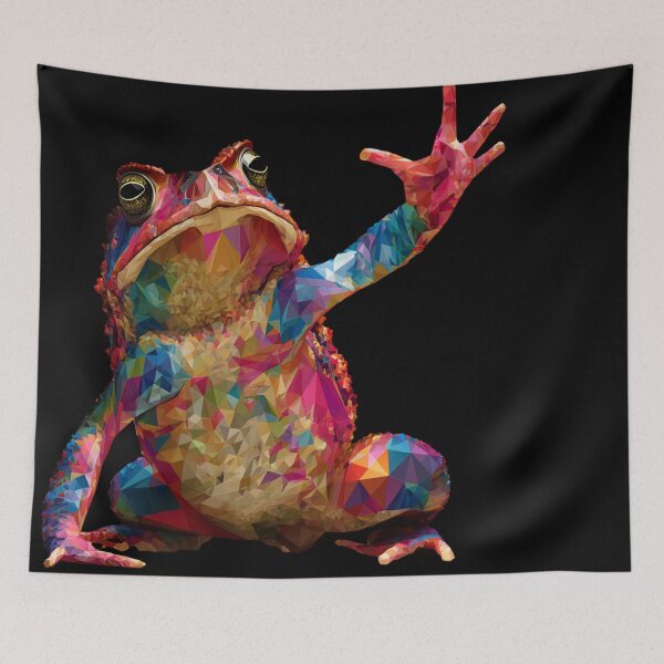 Item preview, Horned Toad Greeting Vibrant Polygonal Lizard with Hand Up Abstract Geometric Art designed and sold by CrunchyGoats.