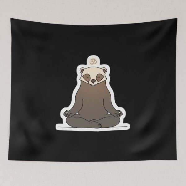 Item preview, Zen Master Honey Badger Meditating Sticker Yoga Lover Gift Om Symbol designed and sold by bvdesignart.
