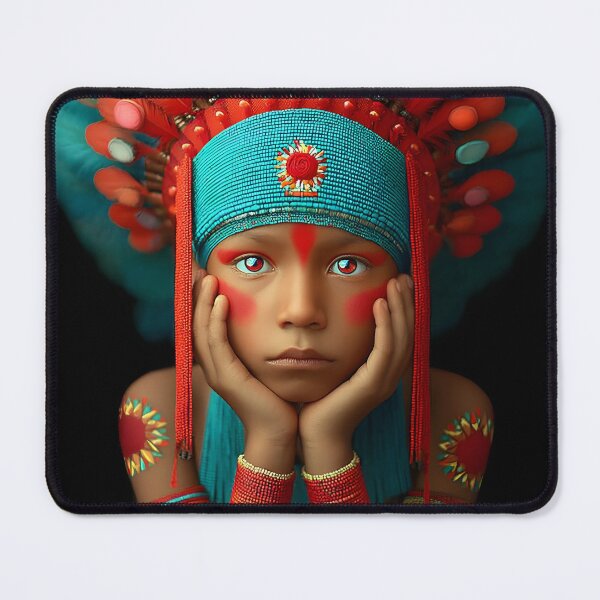 Item preview, Vibrant Indigenous Child with Feather Headdress Art designed and sold by Artessie.