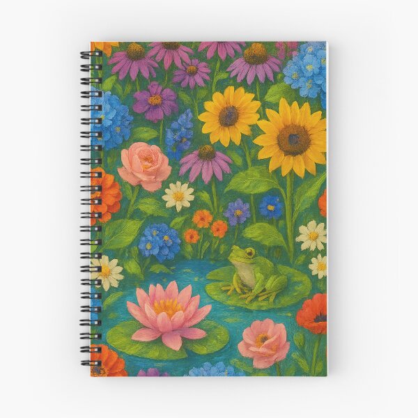 Item preview, Colorful American Flowers Garden – Frog on Lily Pond | Home Decor Art for Everyone designed and sold by Lunaria Arts.
