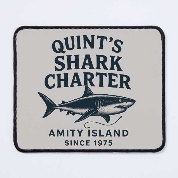 Item preview, Quint's Shark Charter – Amity Island Retro Shark Hunting Design designed and sold by Lunaria Arts.