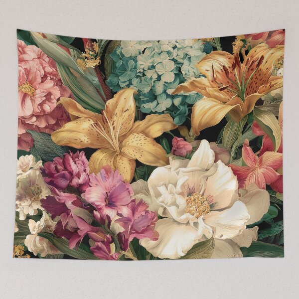 Item preview, Vibrant Vintage Floral Arrangement with Colorful Blooms designed and sold by Jirka Svetlik, Studio Illuvision.