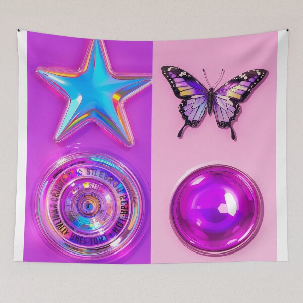Item preview, Cyber Y2K Holographic Butterfly & Chrome Stars designed and sold by Esterlane.