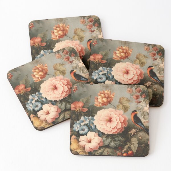 Item preview, Vibrant Vintage Floral and Bird Scene designed and sold by Jirka Svetlik, Studio Illuvision.