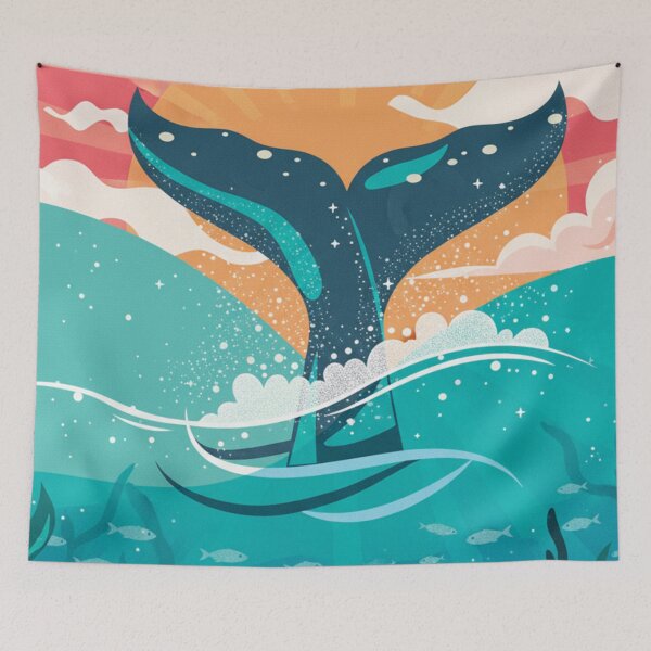 Item preview, Whale Tail Sunset Ocean Deep Sea Illustration shirts designed and sold by anandsiva2703.