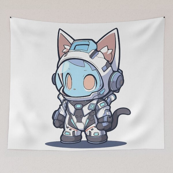 Item preview, Kawaii Space Cat Astronaut – Cute Chibi Cosmic Explorer designed and sold by Dyan4.