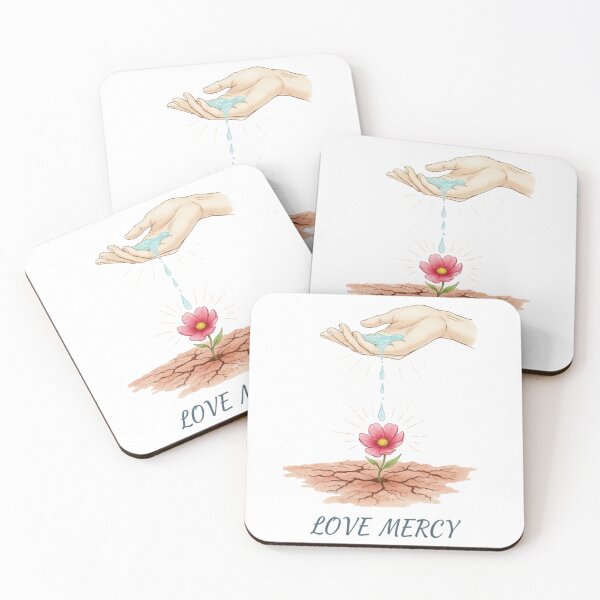 Item preview, Love Mercy Hand Watering Flower in Cracked Earth Illustration. designed and sold by loveandlightrb.