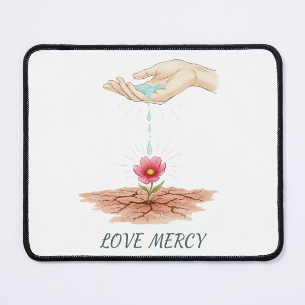 Item preview, Love Mercy Hand Watering Flower in Cracked Earth Illustration. designed and sold by loveandlightrb.